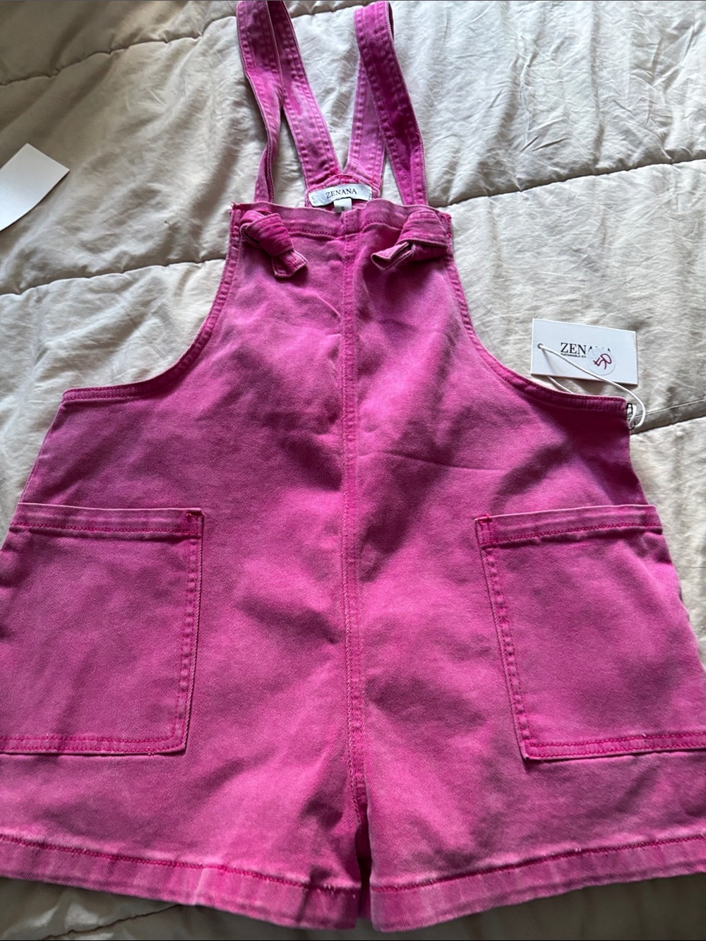 Zenana Pink Short Overalls